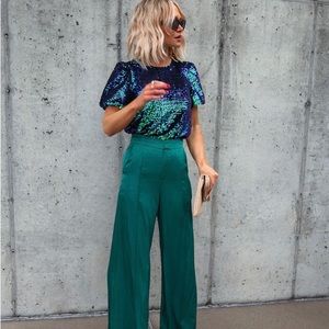 Vici FAIRMONT POCKETED WIDE LEG PANTS - PINE